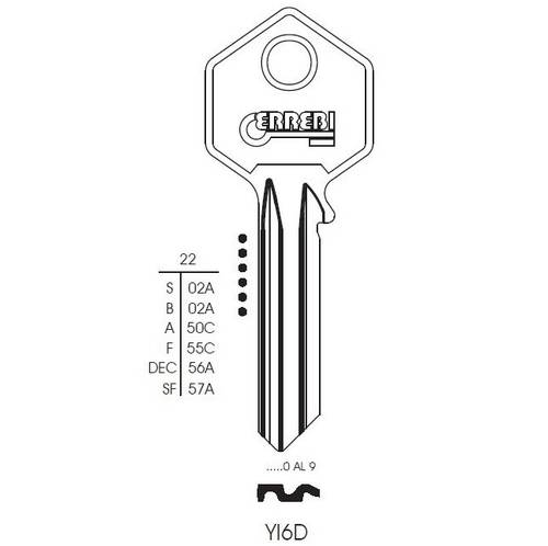 Chiave Yale SF-YI6D Stylcolor Errebi