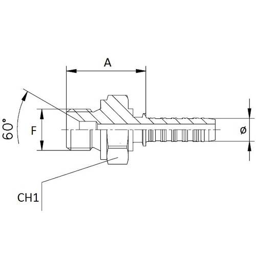 Threaded connection Male Press down to 60 °